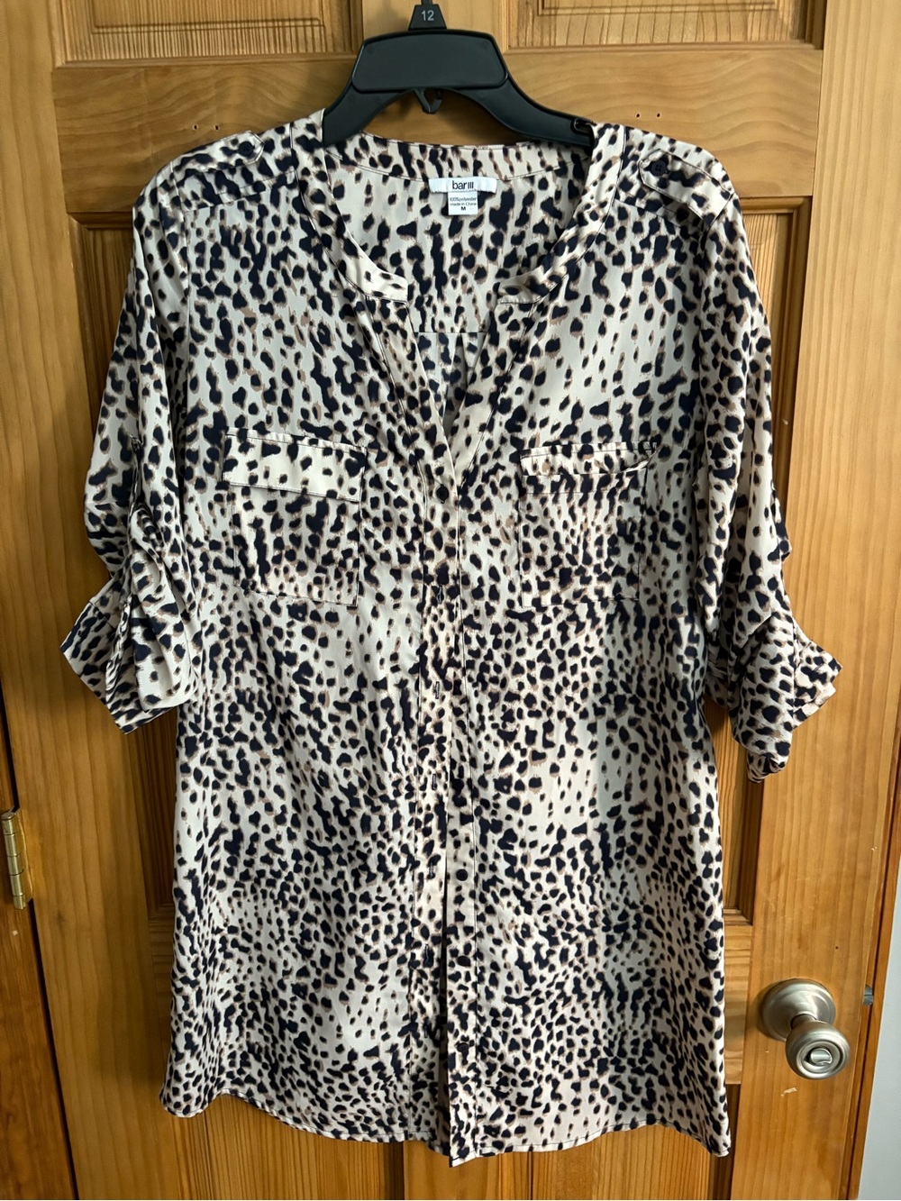 Bar III Beige and Black Leopard-Print Tunic